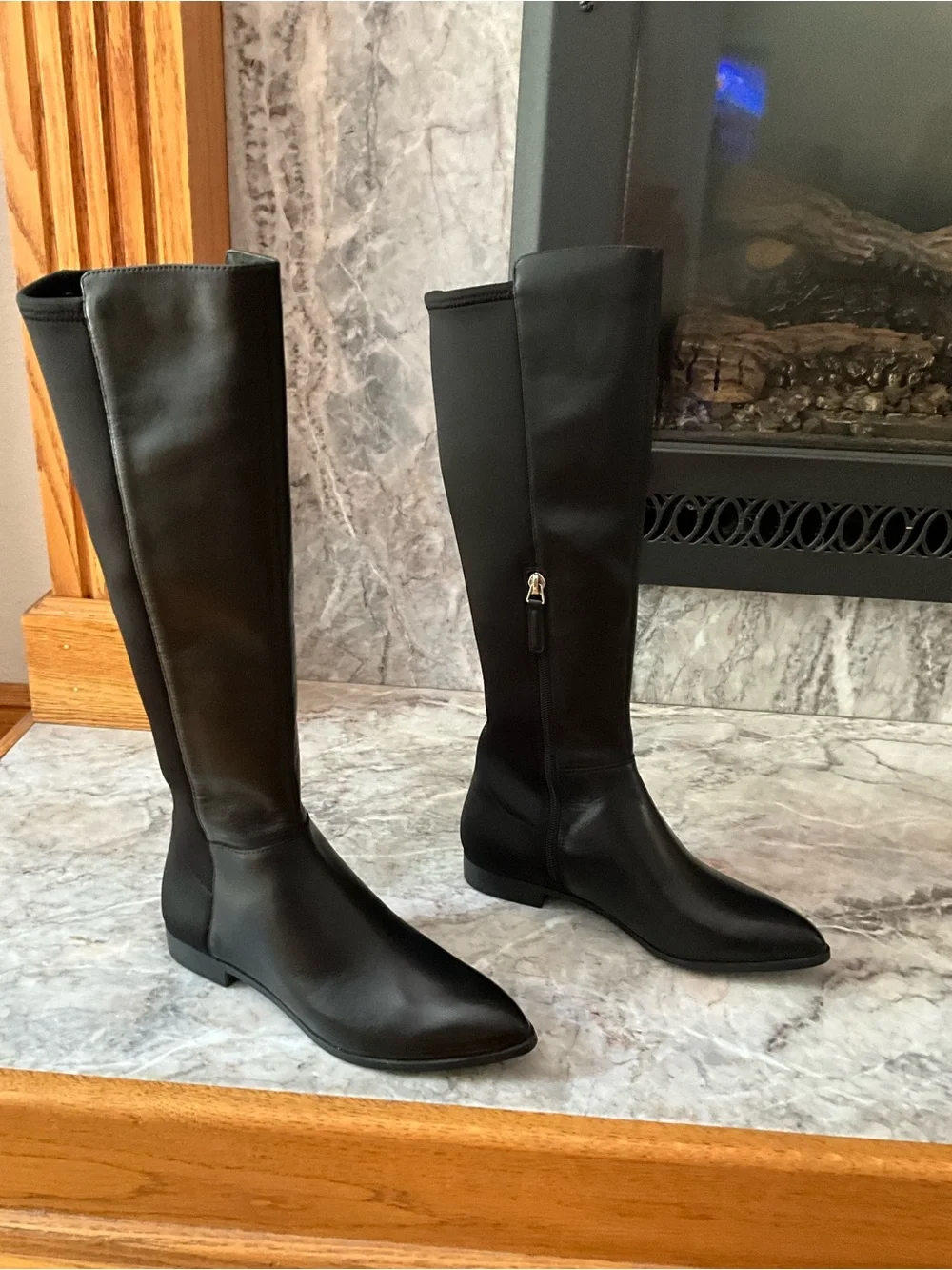 Nine West Black Knee High Smooth Leather Boots
